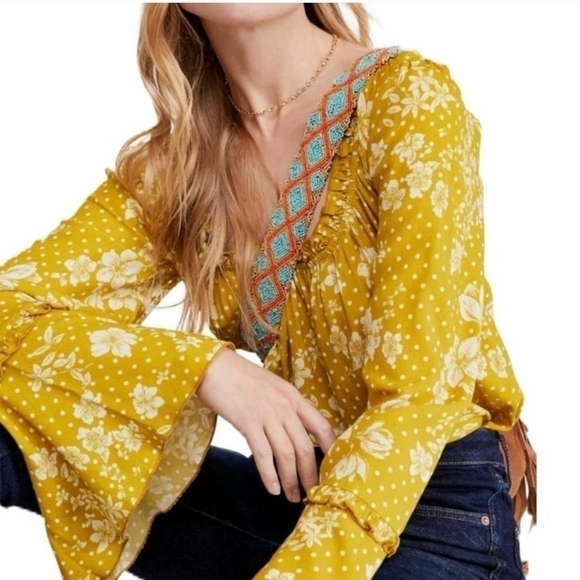 FREE People Yellow Floral Bodysuit - Picture 1 of 10